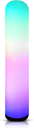 Tall inflatable column glowing in teal, pink and purple gradient light