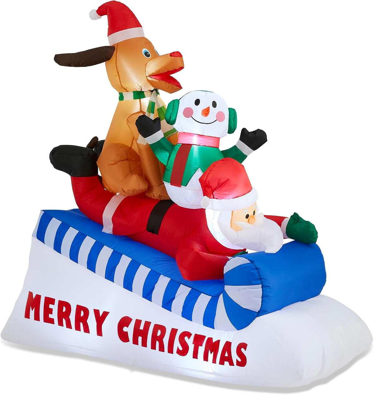6 ft Skiing Santa with Snowman and Dog Christmas Inflatable, LED