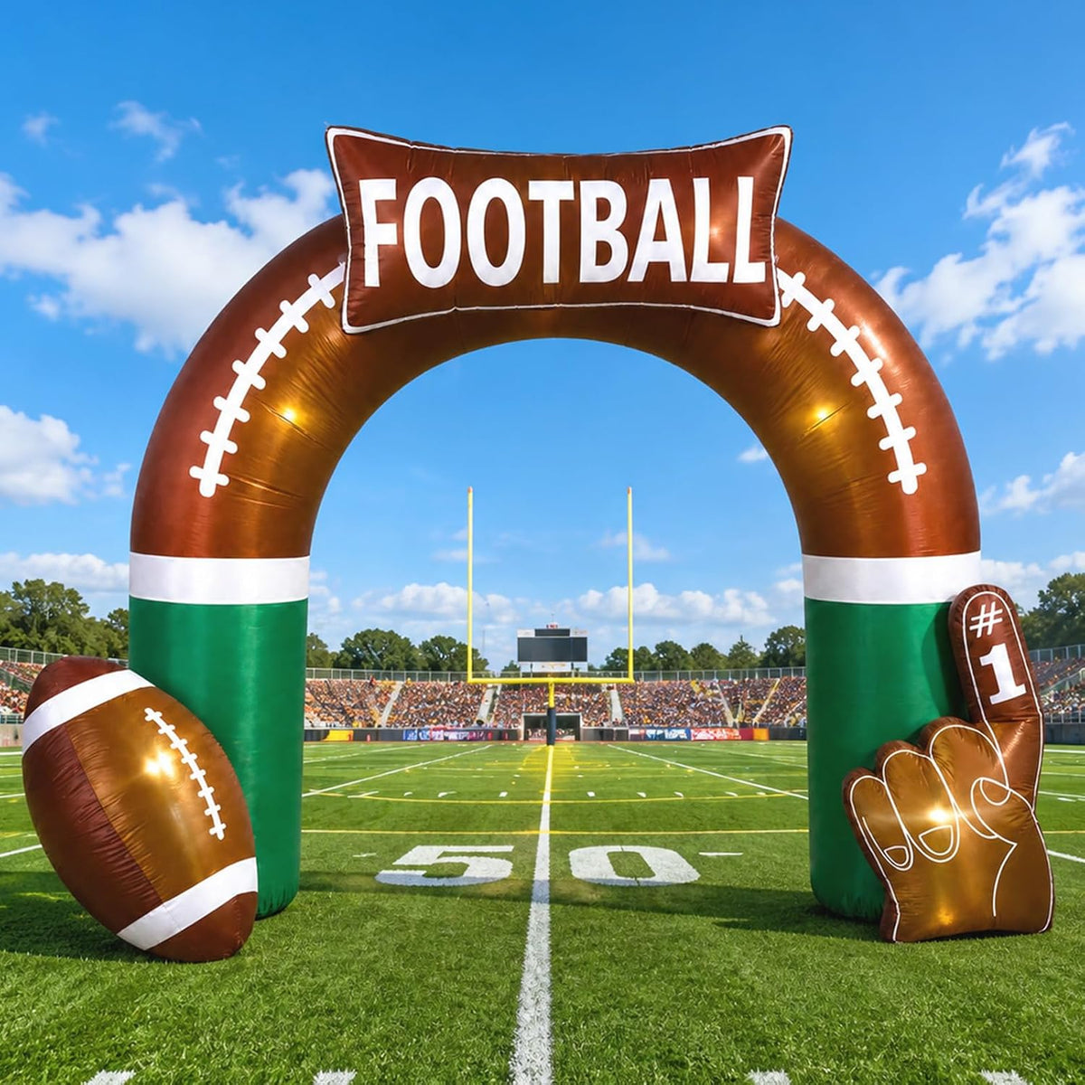 8 ft Football Party Arch Inflatable with LED Lights, Game Day