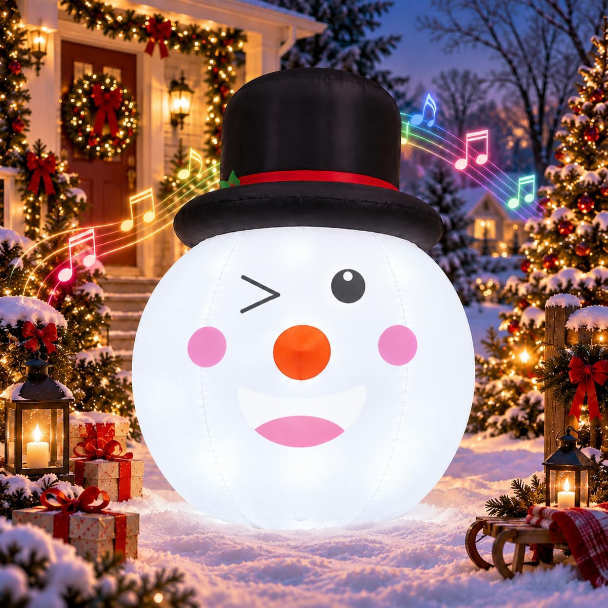 5 ft Christmas Music Box Inflatable with Projection, LED