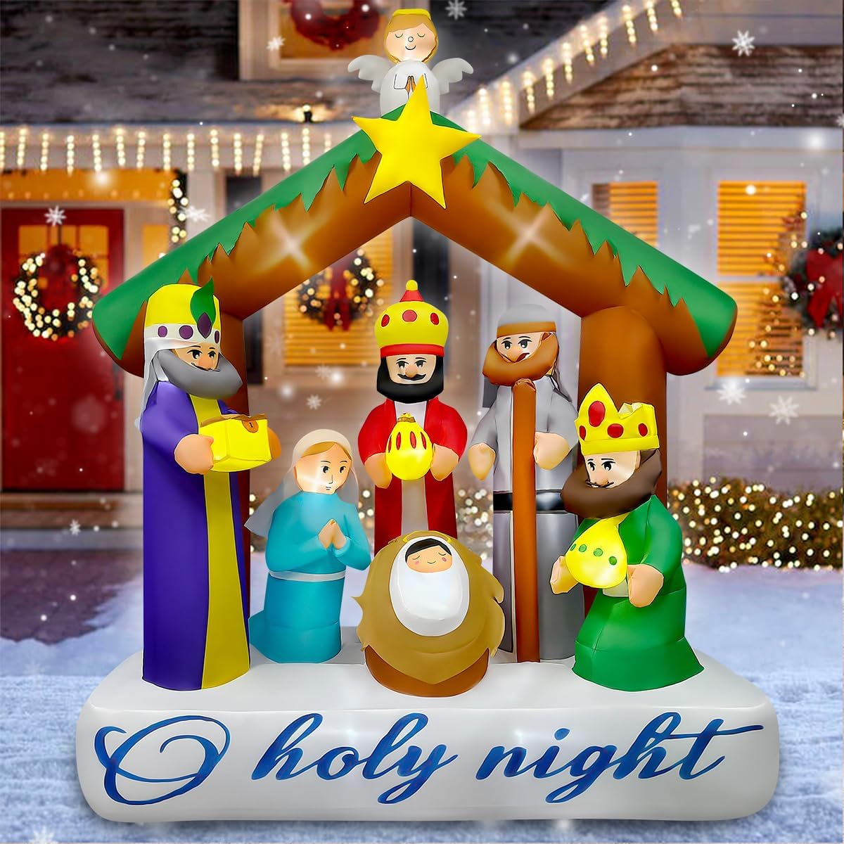 7 ft Nativity Scene Christmas Inflatable, 16 LED Lights