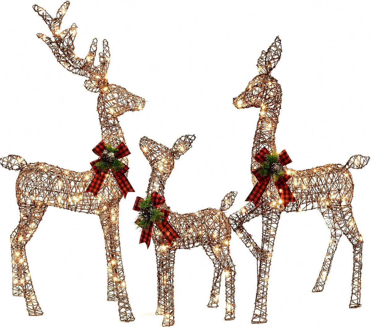 3D Rattan Christmas Deer Set, 210 LEDs, Plug-In
