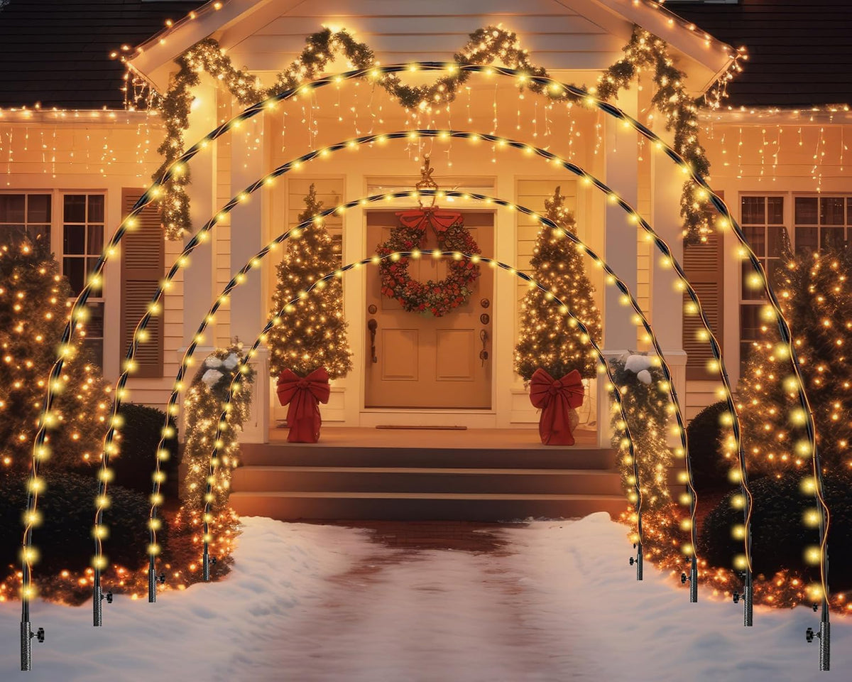 6-Pack 10 ft LED Christmas Light Arches for Pathways