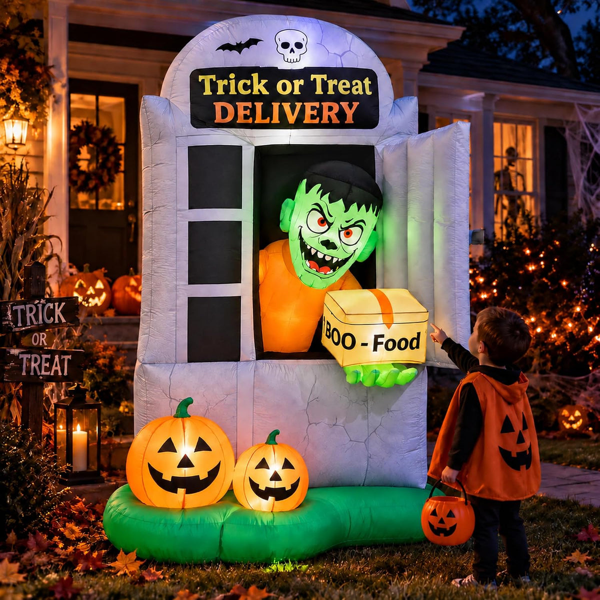 7 ft Monster Delivery Man Trick-or-Treat Halloween Inflatable