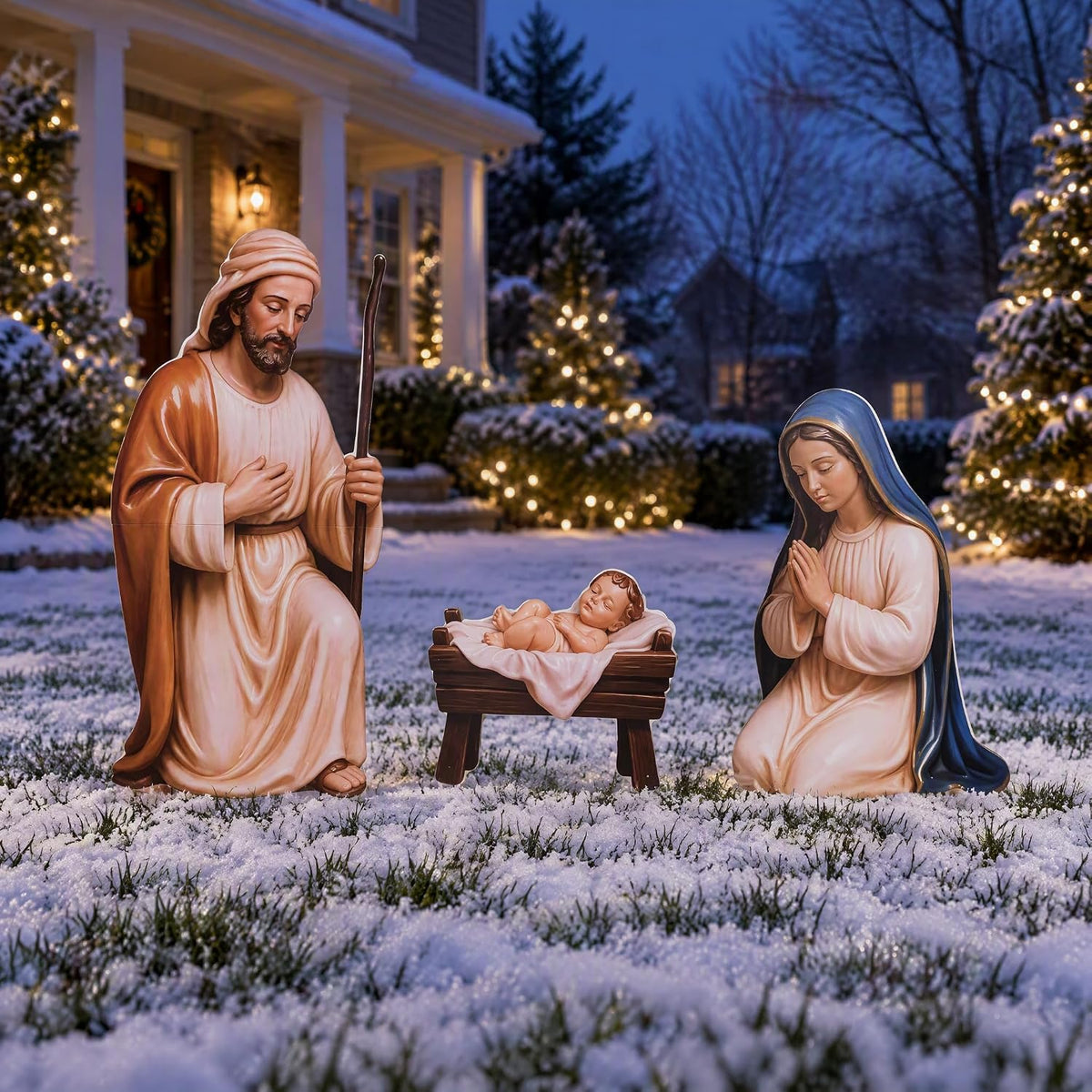 3-Piece Retro Metal Holy Family Nativity Yard Set