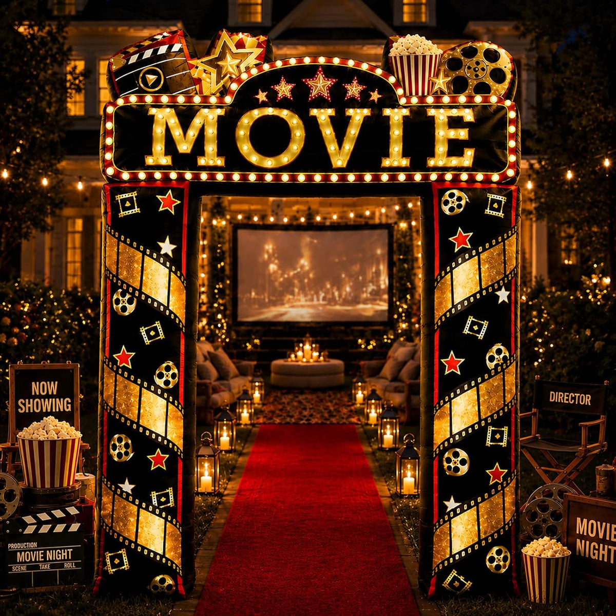 10 ft Movie Night Party Arch Inflatable with LED Light