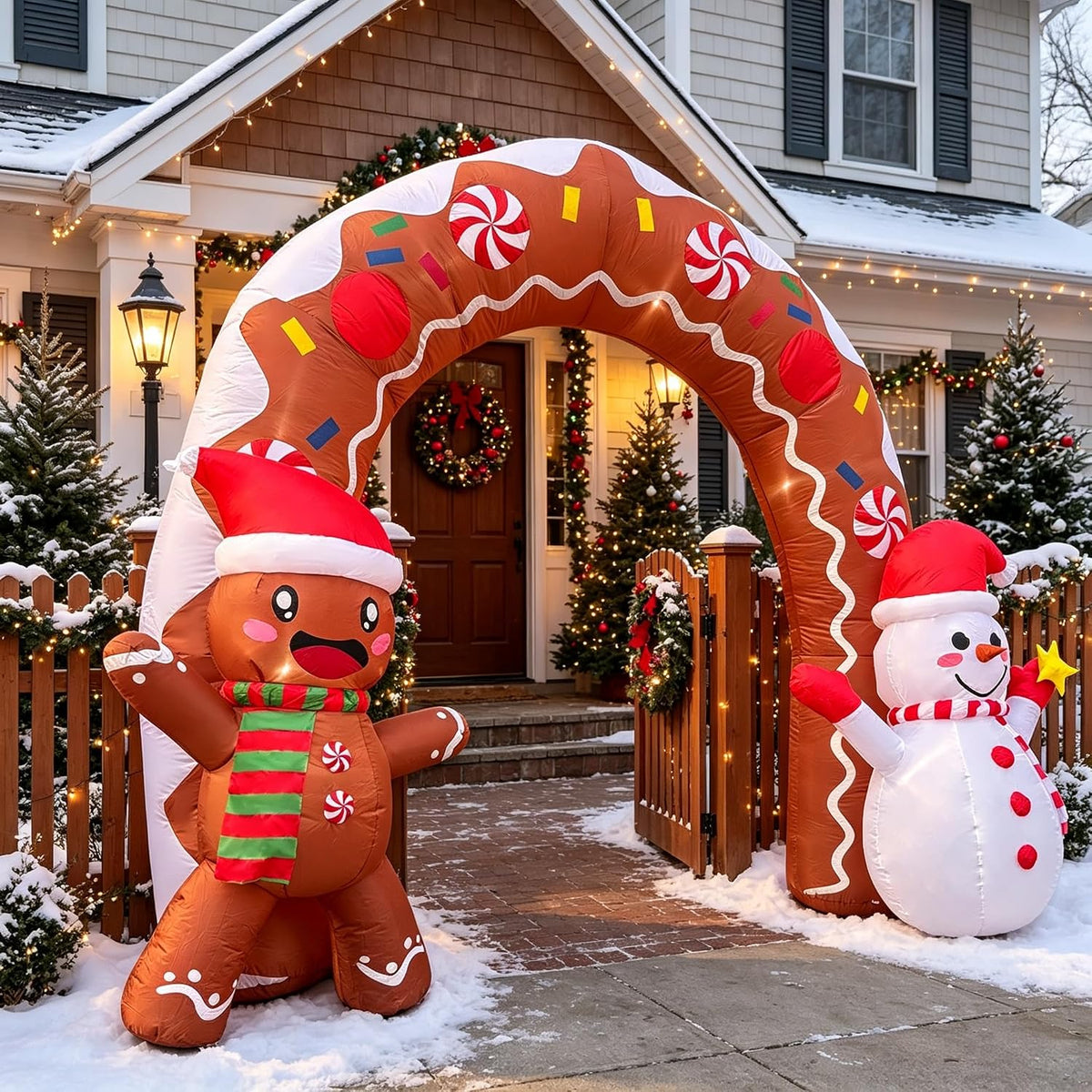 10.5 ft Gingerbread Man Christmas Archway Inflatable