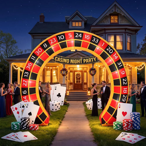 10 ft Casino Night Party Archway Inflatable with LED Lights